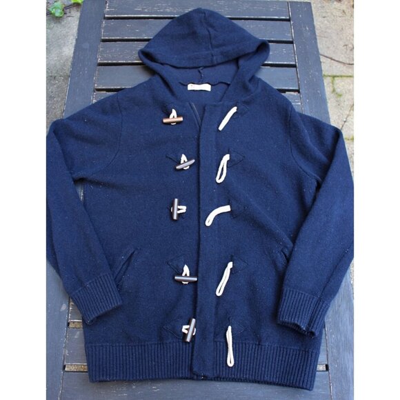 Zara Man - Men's Wool Blend, Full Zip Toggle Hoodie in Navy, size XL - Picture 5 of 11